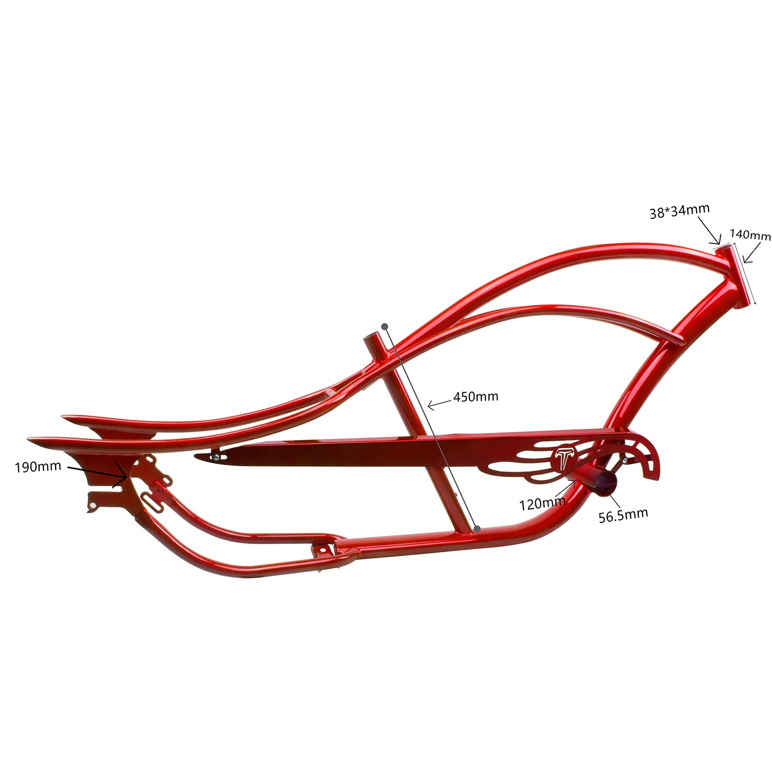 Micargi Bronco chopper Stretch cruiser bike frame 26" coaster brake 7 Speed Red