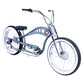 Side view of Micargi Vancouver 26" Chopper Cruiser Bike chrome triple tree fork in gray