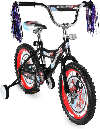 Side View of Micargi Kiddy Kids Bike 16" BMX Style Frame Coast Brake Black