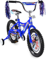 Side View of Micargi Kiddy Kids Bike 16" BMX Style Frame Coast Brake Blue with Training Wheels