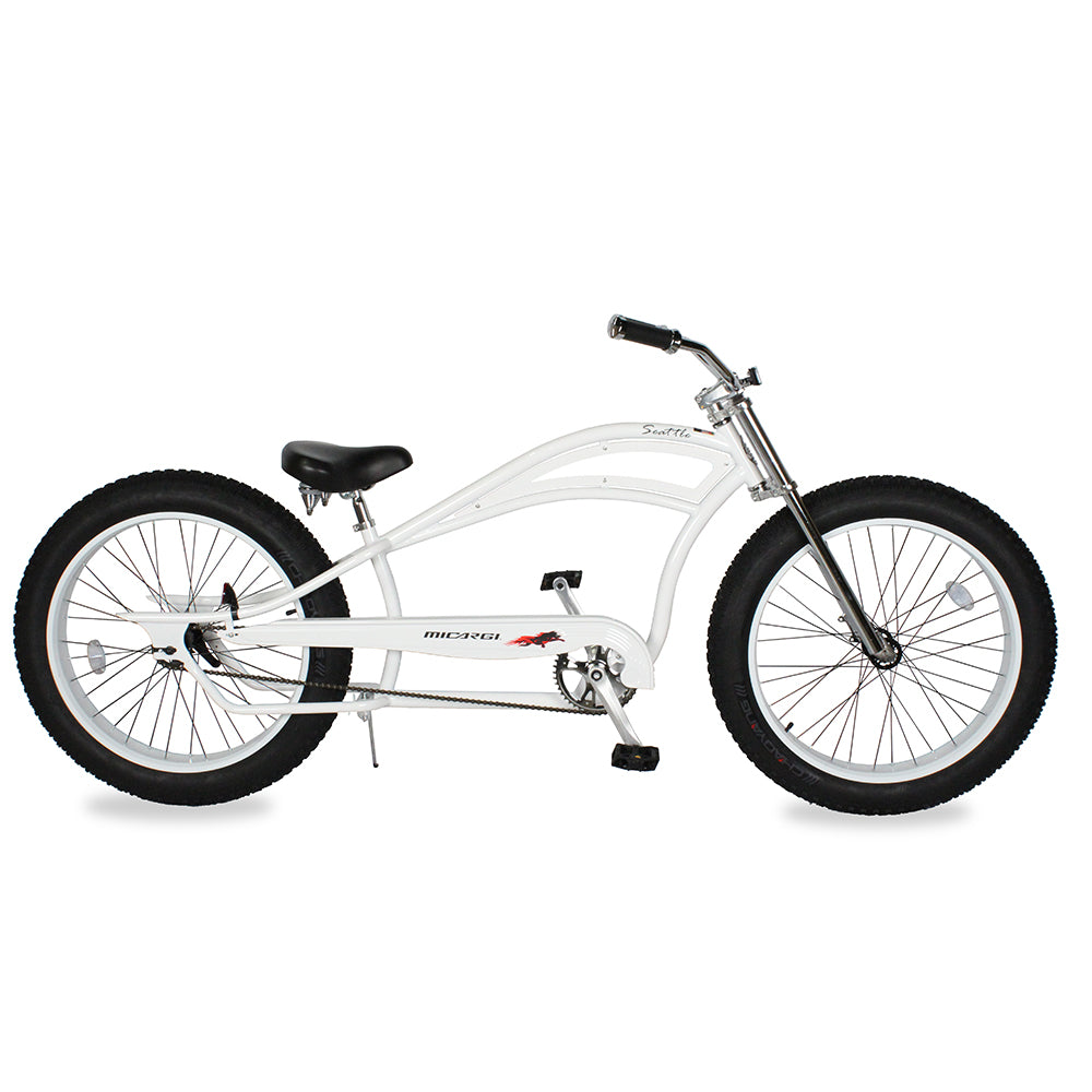 Micargi 26 Seattle Beach Chopper Cruiser Bike in white