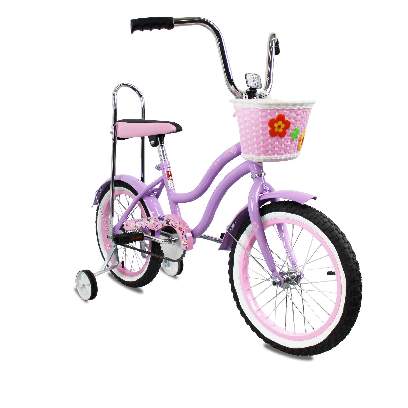 side view of Micargi Taylor kid bike with training wheel basket