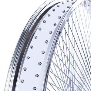 Close up of Micargi 26*3 Alloy Chrome Fat Rims Wheel Set with Coaster Brake