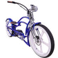 side view of Tracer Raptor Stretch Cruiser Chopper Ebike one piece wheel fat tire blue