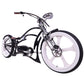 side view of Tracer Raptor 800W Stretch Cruiser Chopper Ebike dual spring fork
