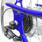 Close up of Tracer Legend Stretch E-bike 7-speed Disc Brake in blue
