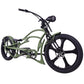 side view of Tracer Raptor Stretch Cruiser Chopper Ebike dual spring fork v handlebar