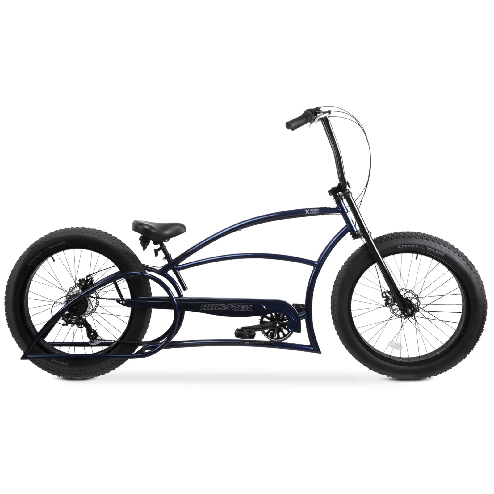 electra chopper bicycle Micargi Bombita XLE 7/ GT7 Chopper Cruiser Bike Black / HI RISE Handlebar/GT 7 Speed