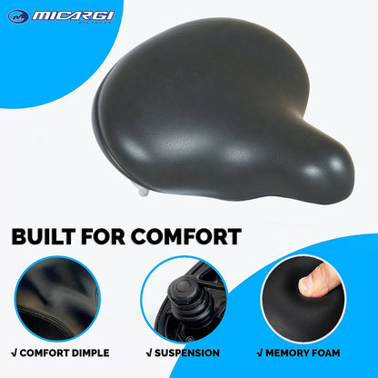 Micargi Oversized Most Comfortable Bike Seat Wide Soft Padded Bike Saddle