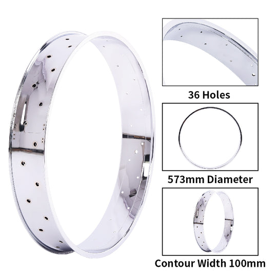 Micargi RM-TR95G2636-CP 26"x 3" 26"x4"x13Gx36H Mirror Chrome Bike Fat Rims