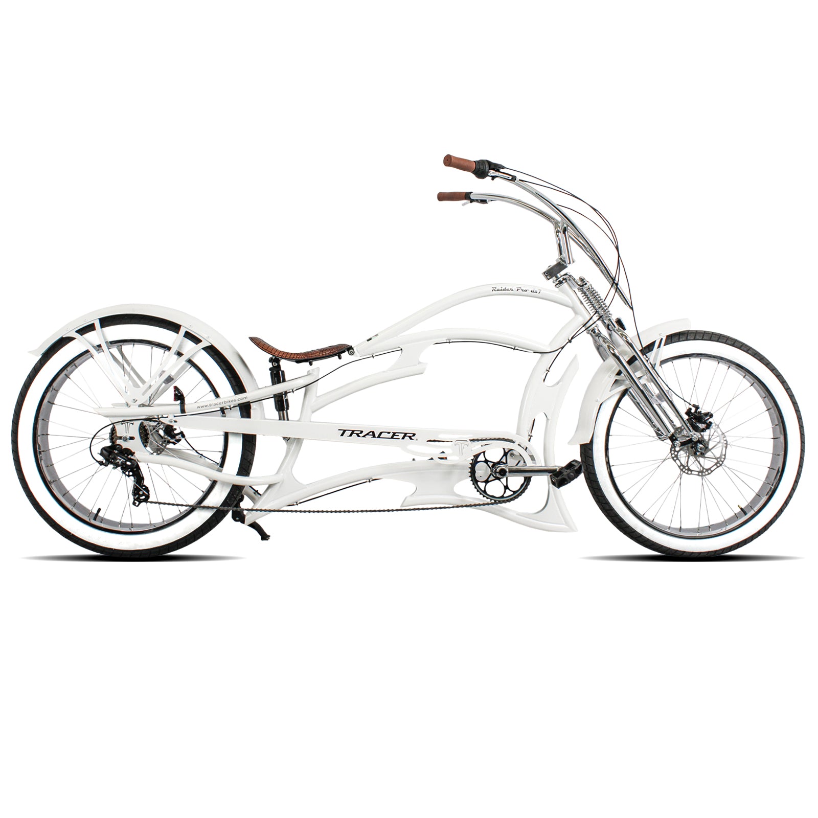 tracer raider pro ds 7 speed stretch beach chooper bike cruiser handlebar white 26inch disc brake