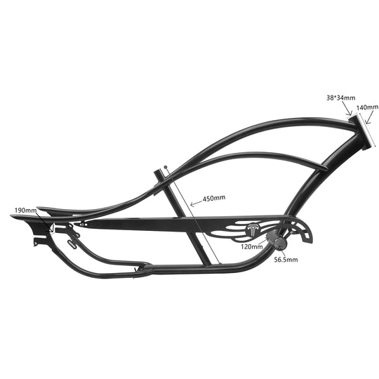 FM-BRONCO Bronco chopper Stretch cruiser bike frame 26" coaster brake or 7 Speed frame