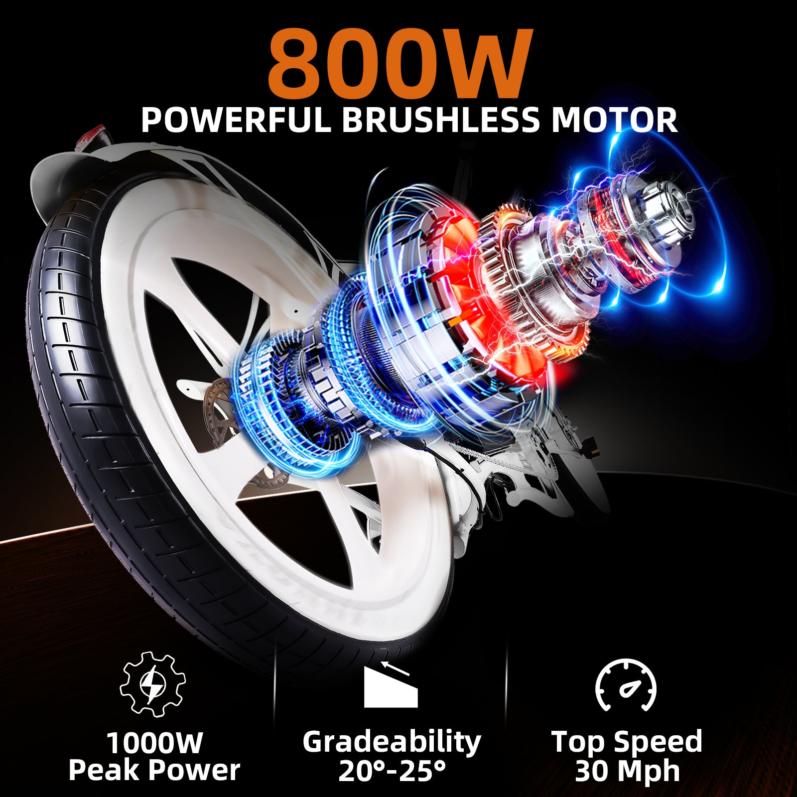 Tracer Raptor Stretch Cruiser Chopper E-bike 1000w peak power 30 mph 800w motor