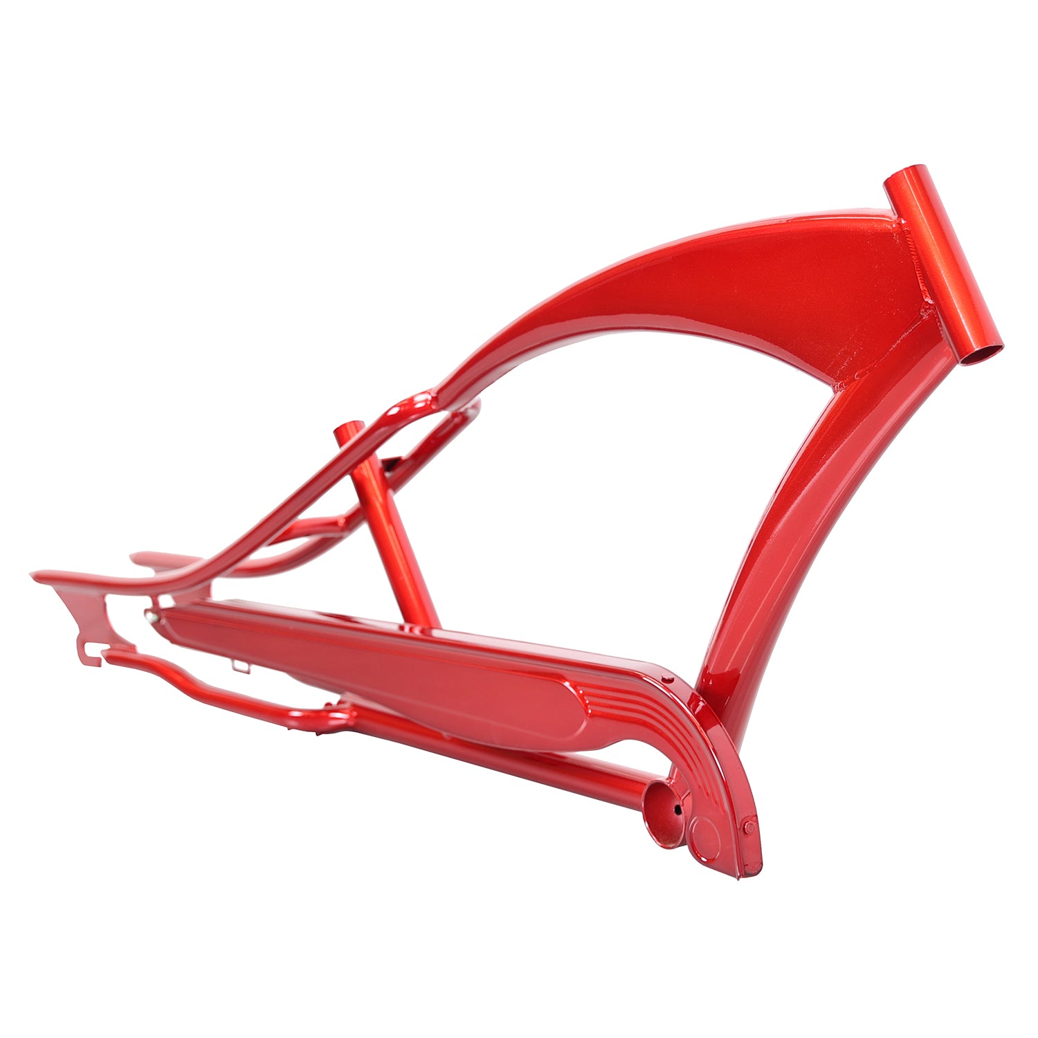 Side View of Micargi Puma Frame Stretch chopper bike for 1.75" Rim Red