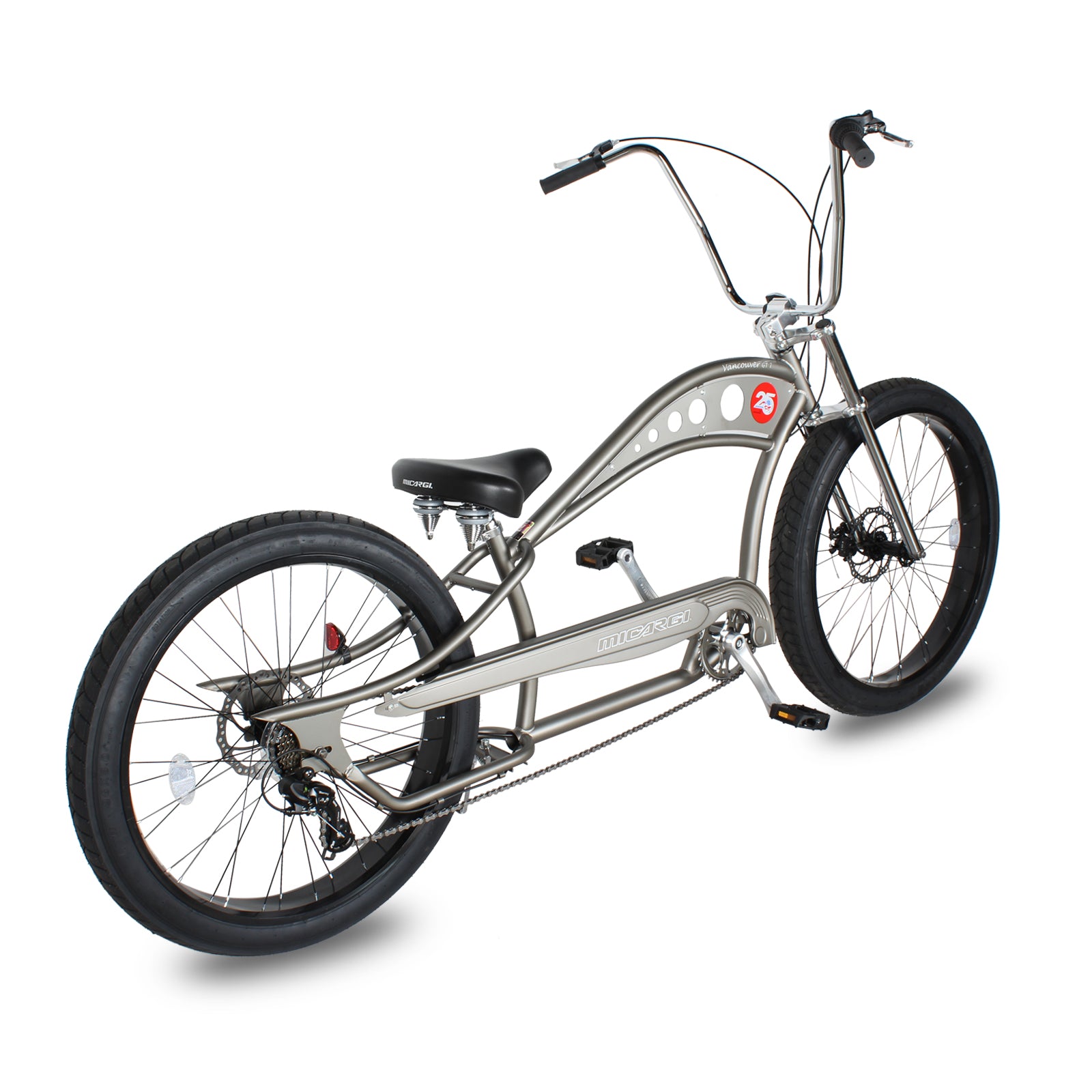 Side view of Micargi Vancouver 26" Chopper Cruiser Bike 7-speed disc brake