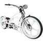side view of Tracer Raptor Stretch Cruiser Chopper E-bike chrome v handlebar 26inch white