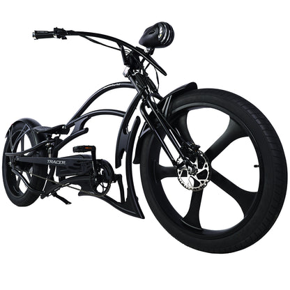 side view of Tracer Raptor Stretch Cruiser Chopper Ebike fat tire 26inch 
