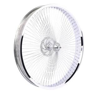 side view of Micargi 26*3.0 Mirror Chrome Front Wheel with Disc Brake