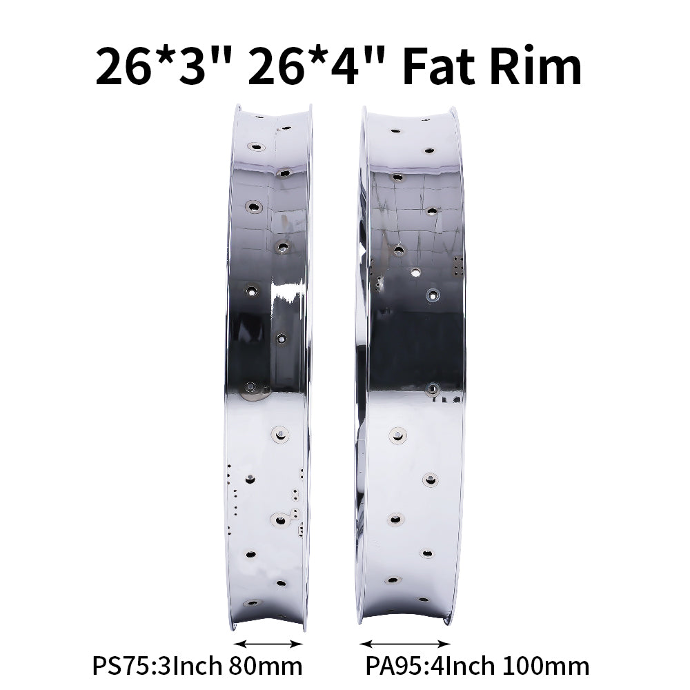 Micargi RM-TR95G2636-CP 26"x 3" 26"x4"x13Gx36H Mirror Chrome Bike Fat Rims