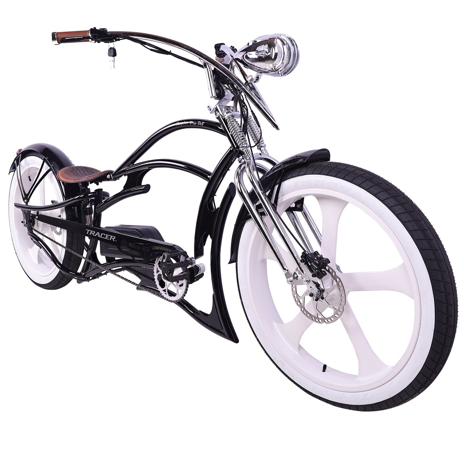 Tracer Raptor Stretch Cruiser Chopper Ebike v-type handlebar fat tire
