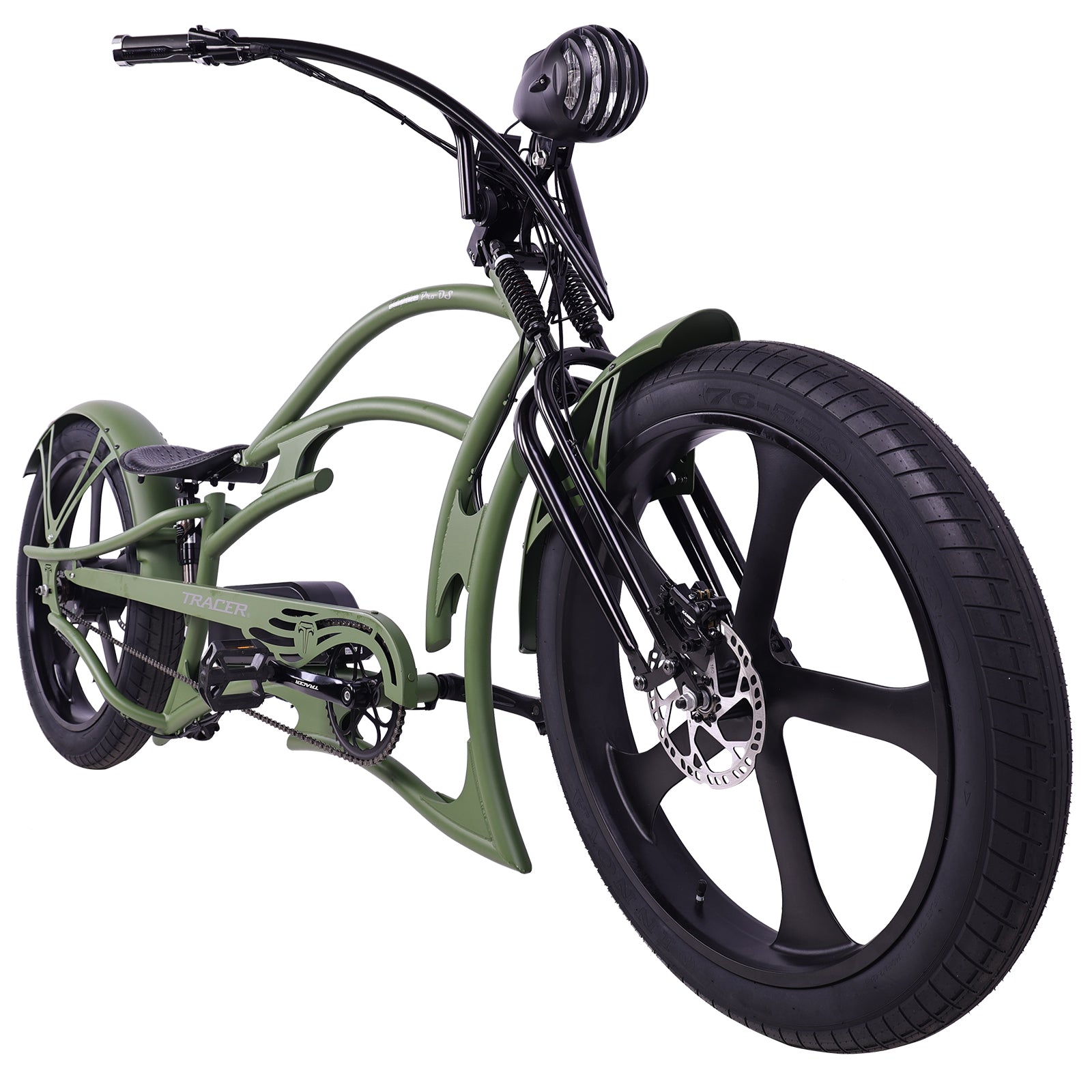 Tracer Raptor 800W Stretch Cruiser Chopper Ebike Blue Tracer Raptor 800W Stretch Cruiser Chopper Ebike Blue