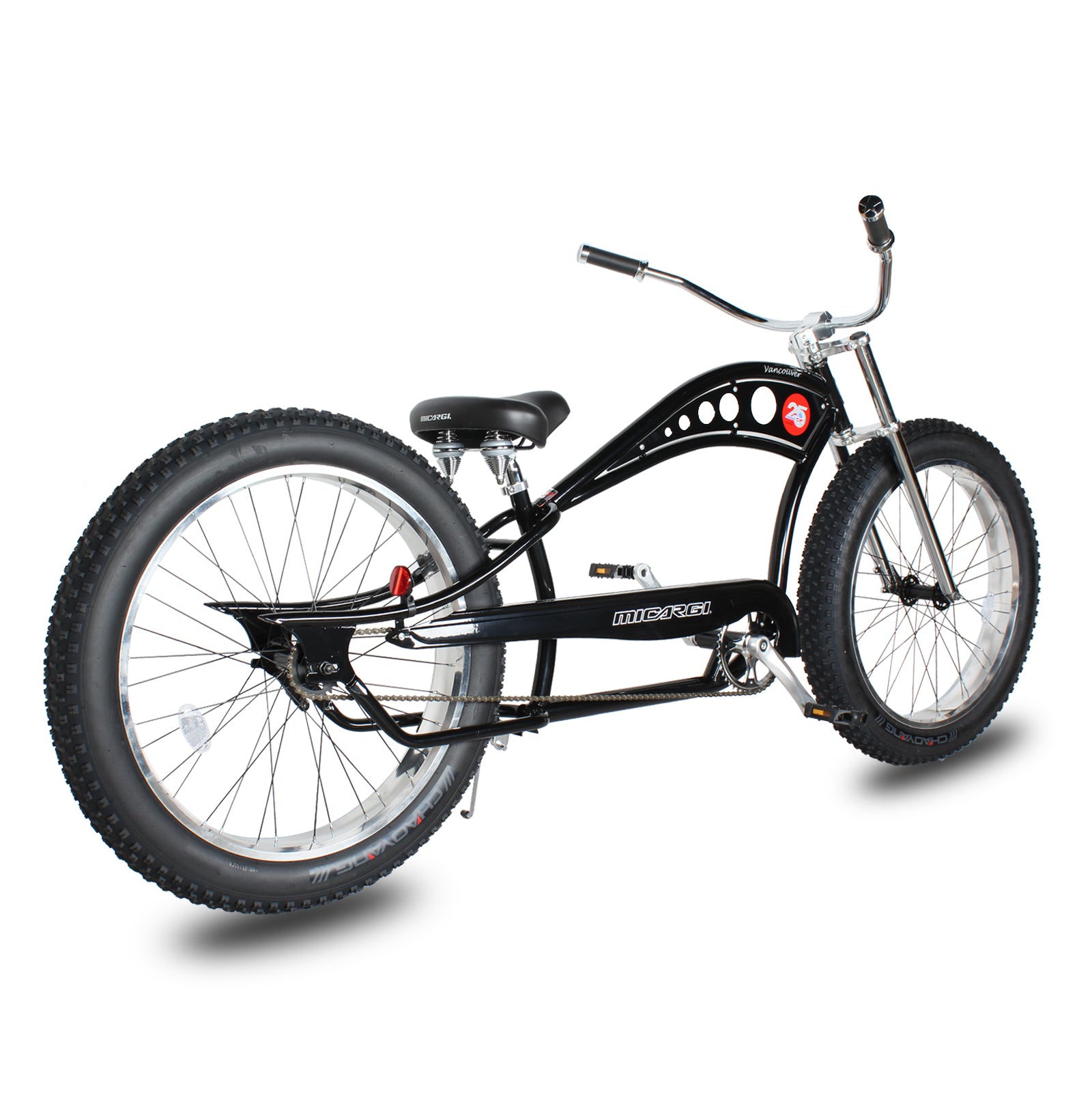 Side view of Micargi Vancouver 26" Chopper Cruiser Bike with oversized frame