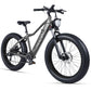 Side View of Tracer Tacoma Fat Tire Electric Mountain Bike in Matte Gray 7 Speed Flat Handlebar