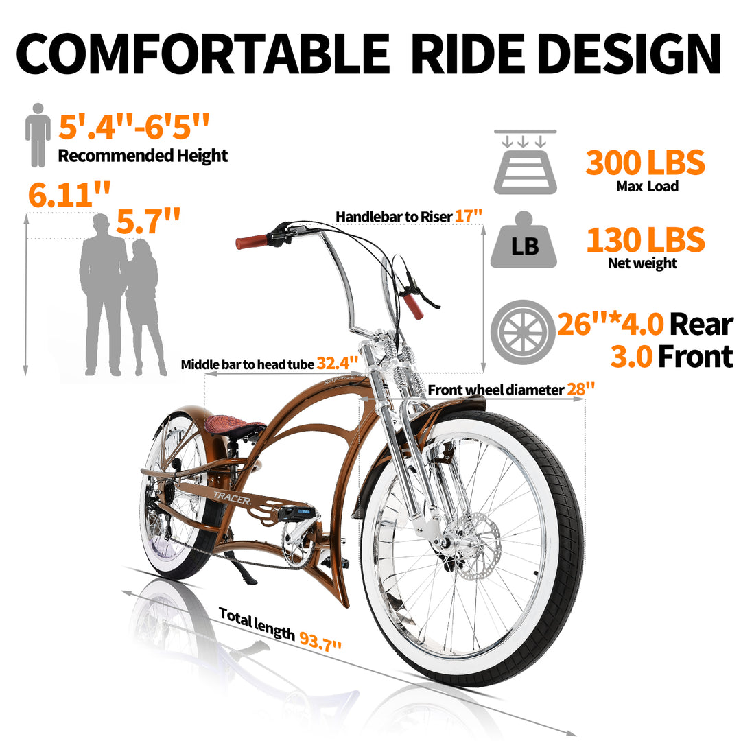 Scorpion GTS 7Speed Stretch Chopper Cruiser Bike