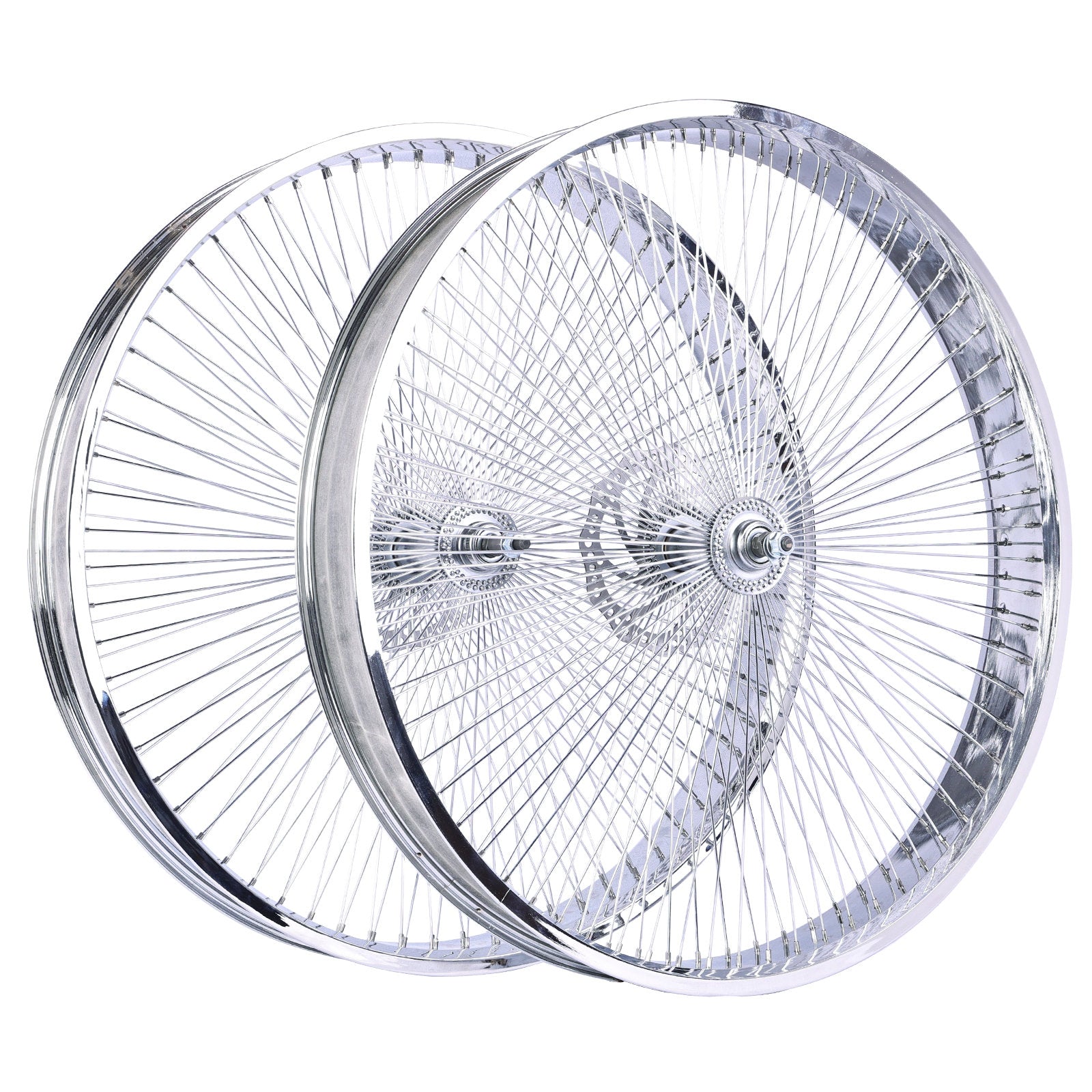 Side View of Micargi Chrome Fat Rims Wheel Set for 26"*3" with 7-speed Disc Brake
