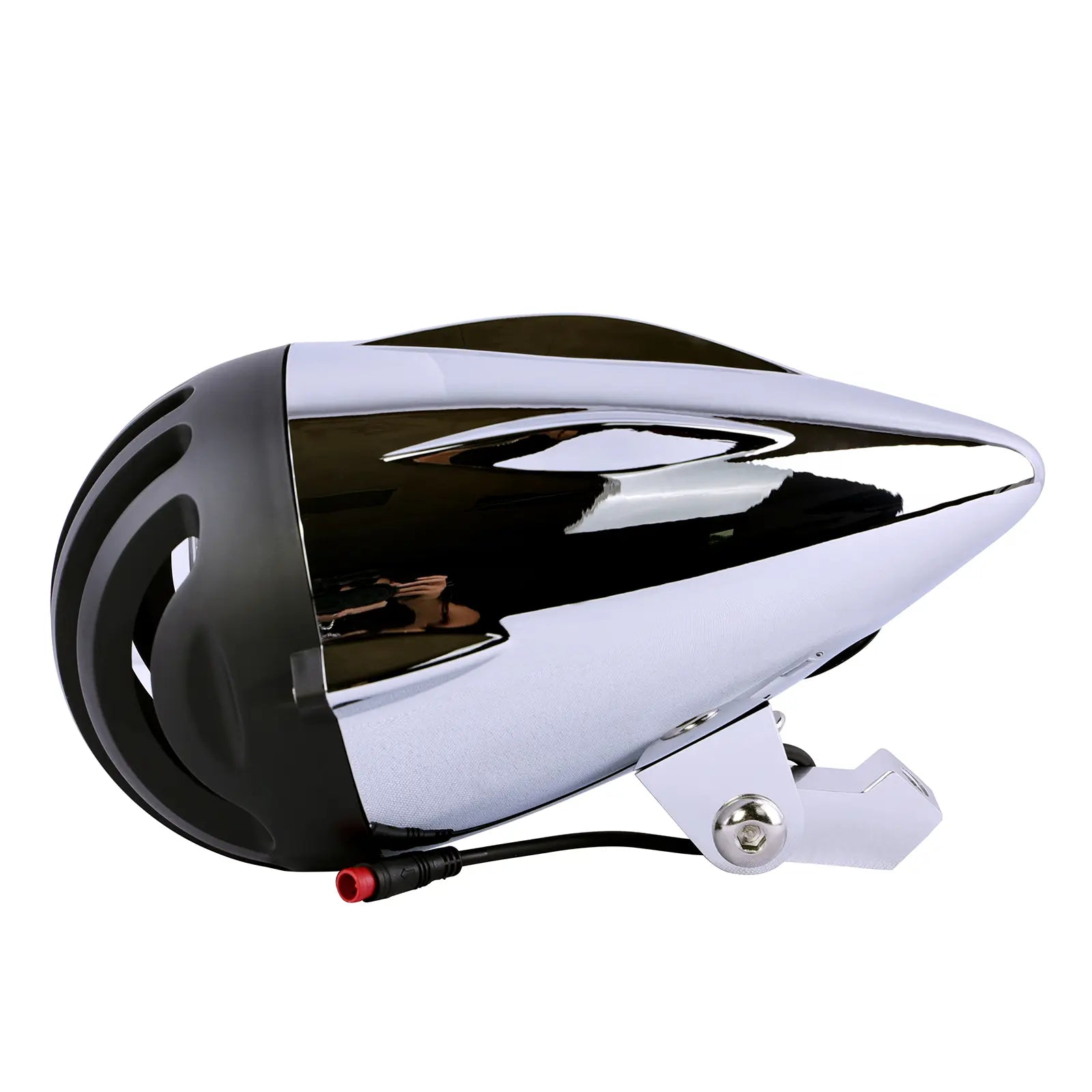 Side View of Micargi Bicycle Retro Chrome lamp 12V-48V 10W for E-bike Black