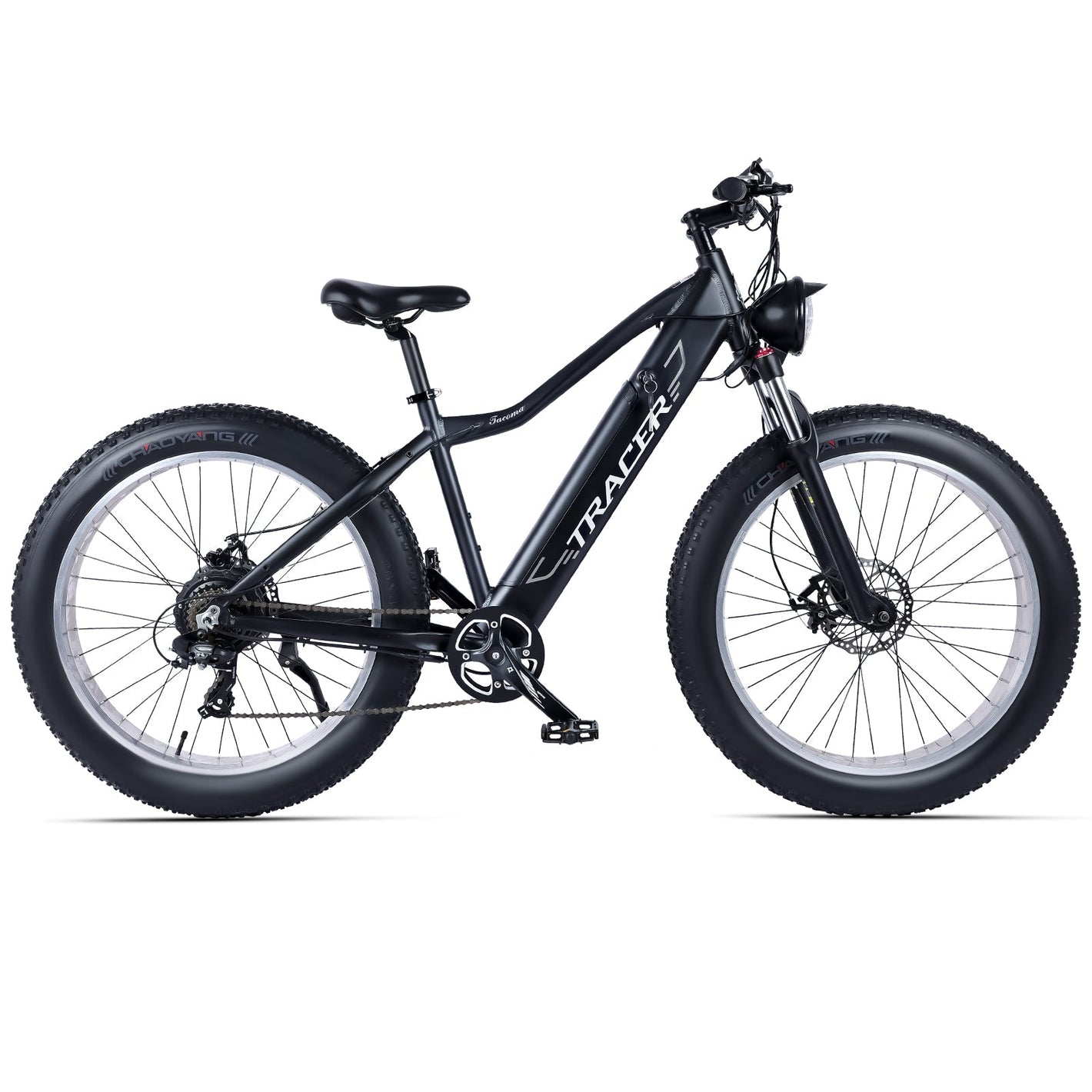 Tracer Tacoma Fat Tire Electric Mountain Bike 26 inch in Matte Black 7-speed