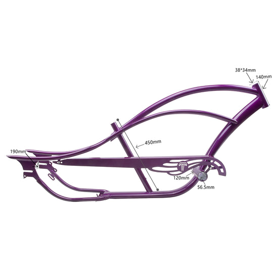 FM-BRONCO Bronco chopper Stretch cruiser bike frame 26" coaster brake or 7 Speed frame