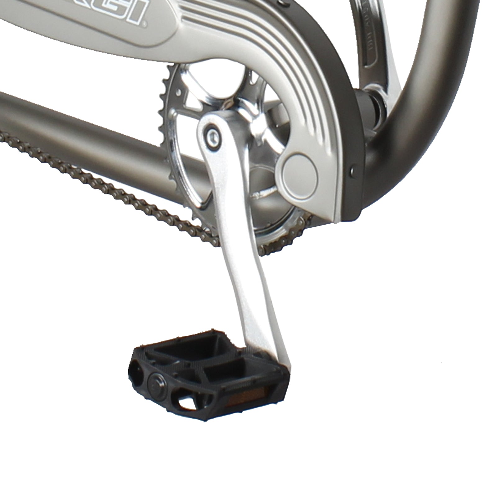 Close up of Micargi Vancouver 26" Chopper Cruiser Bike with sturdy crankset