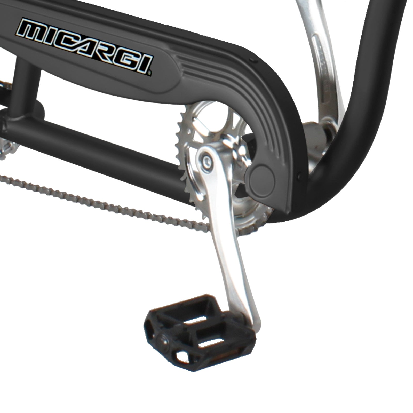 Close up of Micargi Vancouver 26" Chopper Cruiser Bike sturdy crankset