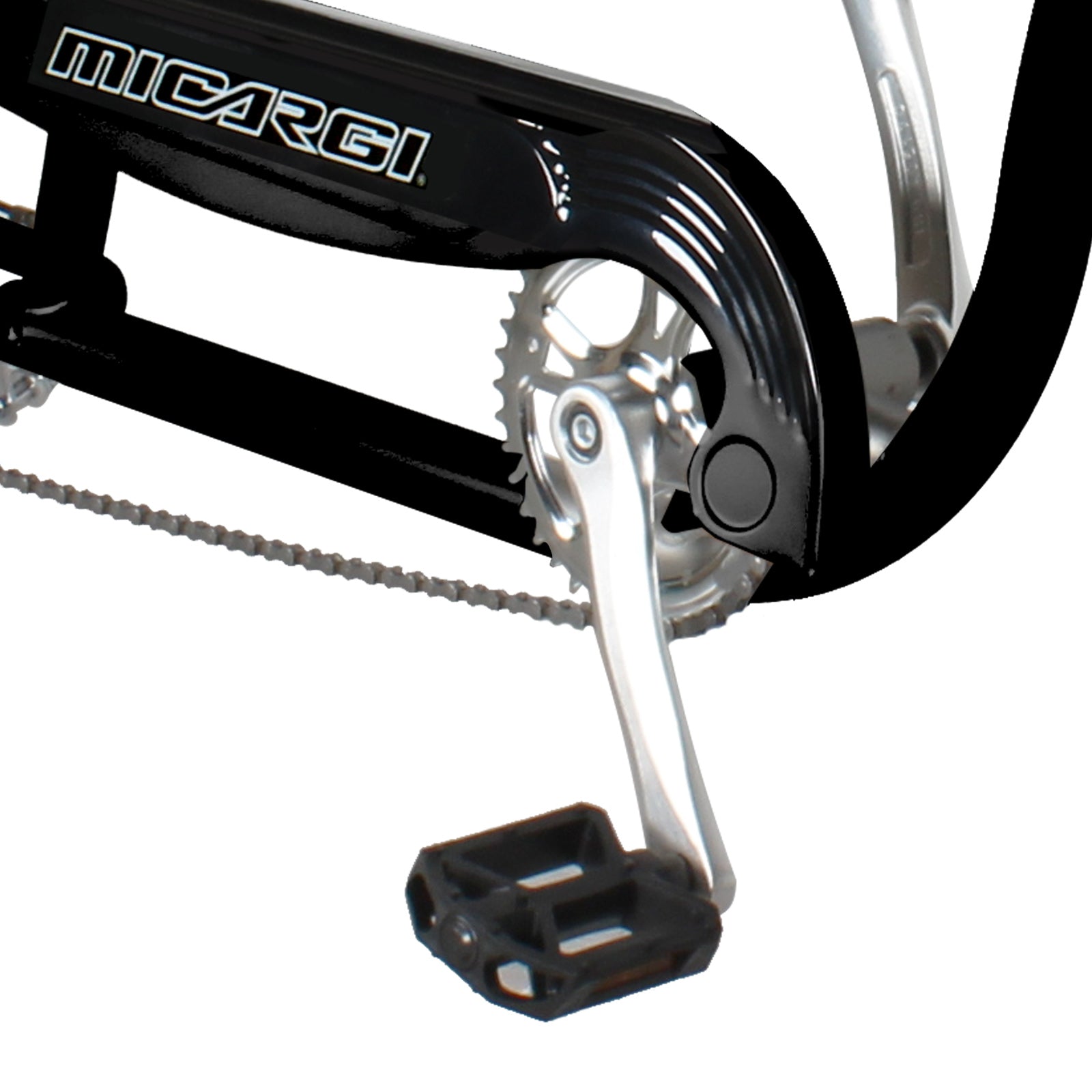 Close up of Micargi Vancouver 26" Chopper Cruiser Bike firm crankset