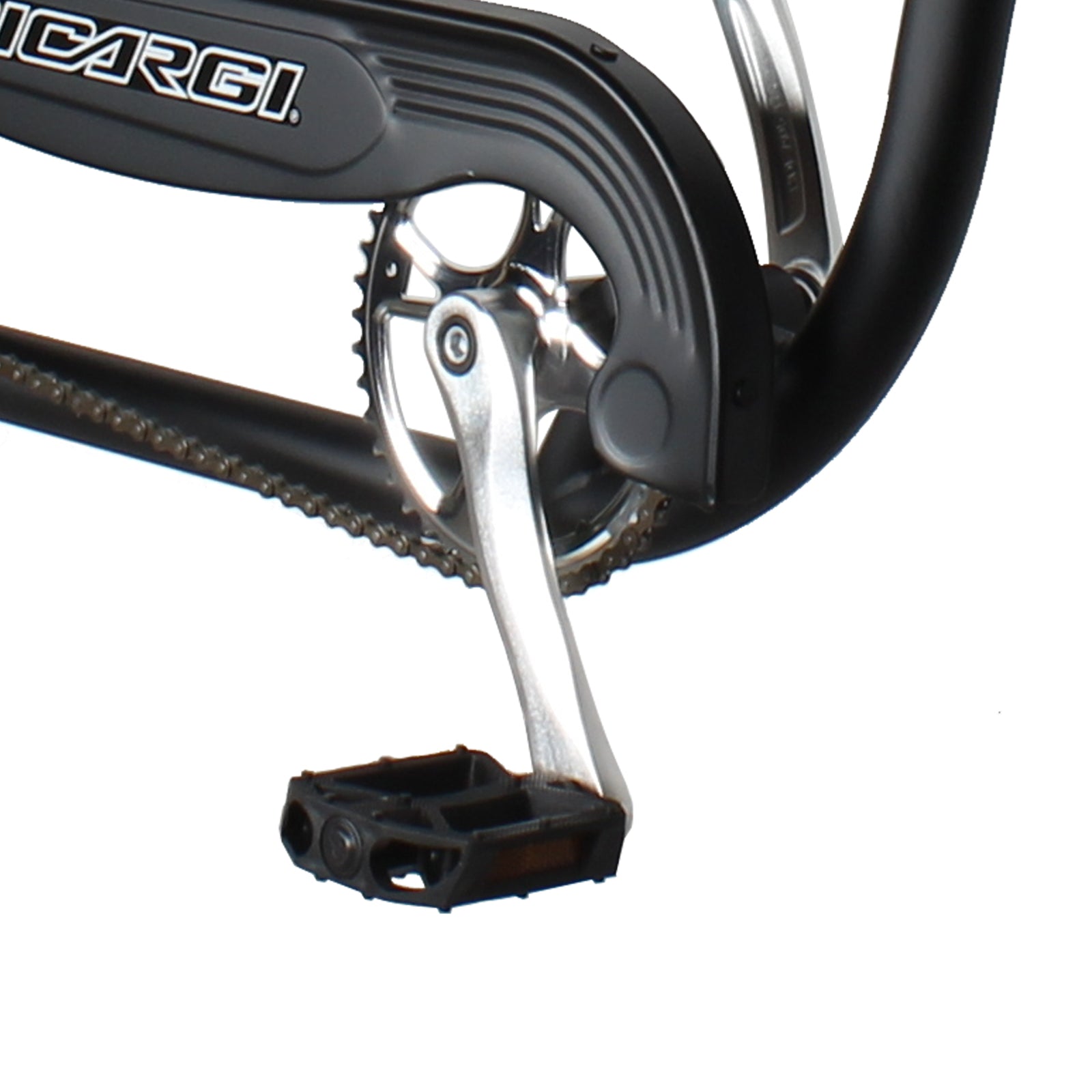 Close up of Micargi Vancouver 26" Chopper Cruiser Bike firm crankset