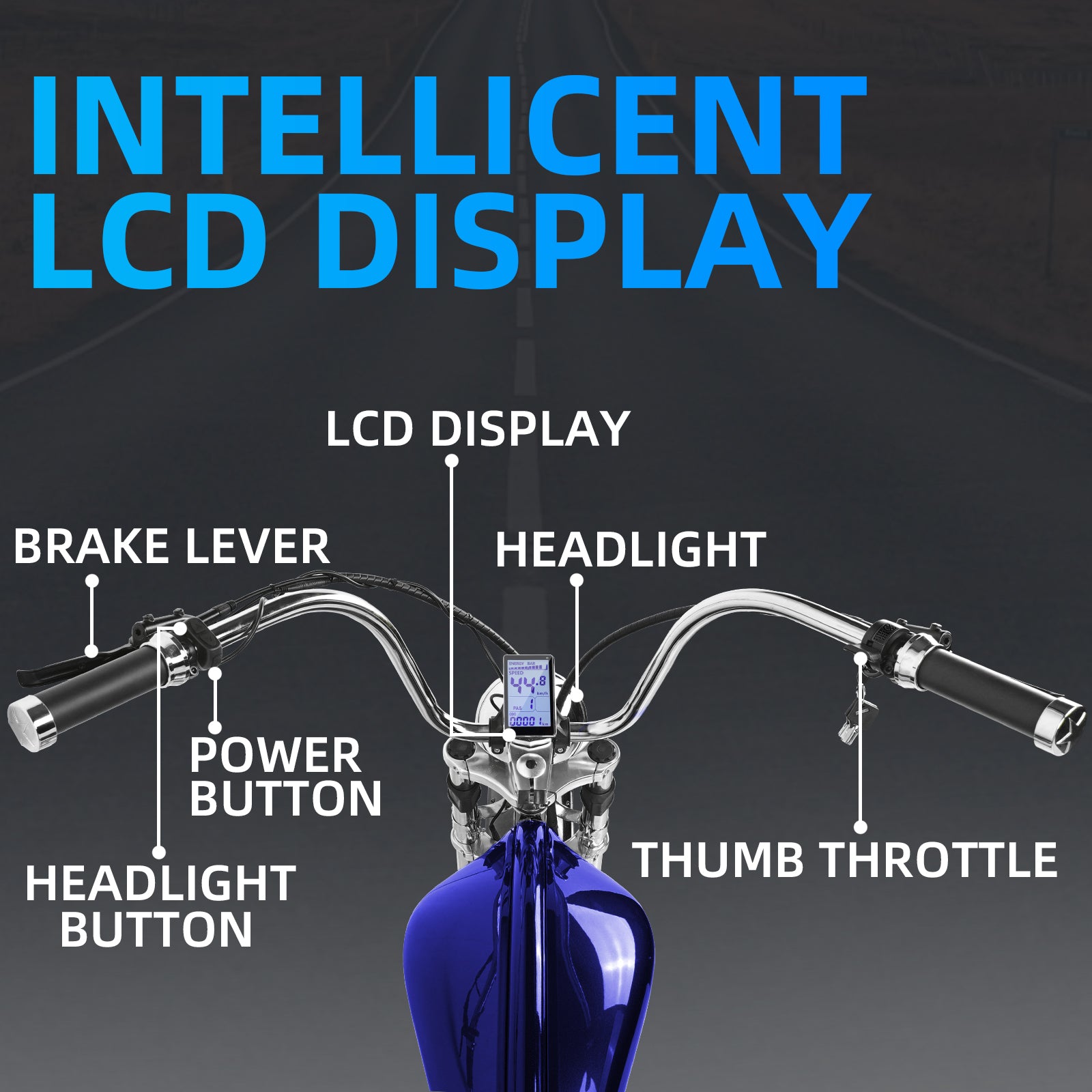 Tracer Twenty5 GTS Chopper Cruiser E-Bike 500W steel cruiser bar LCD Display