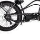 Close up of Tracer Legend Stretch Cruiser E-bike 7-speed fat tire in matte black