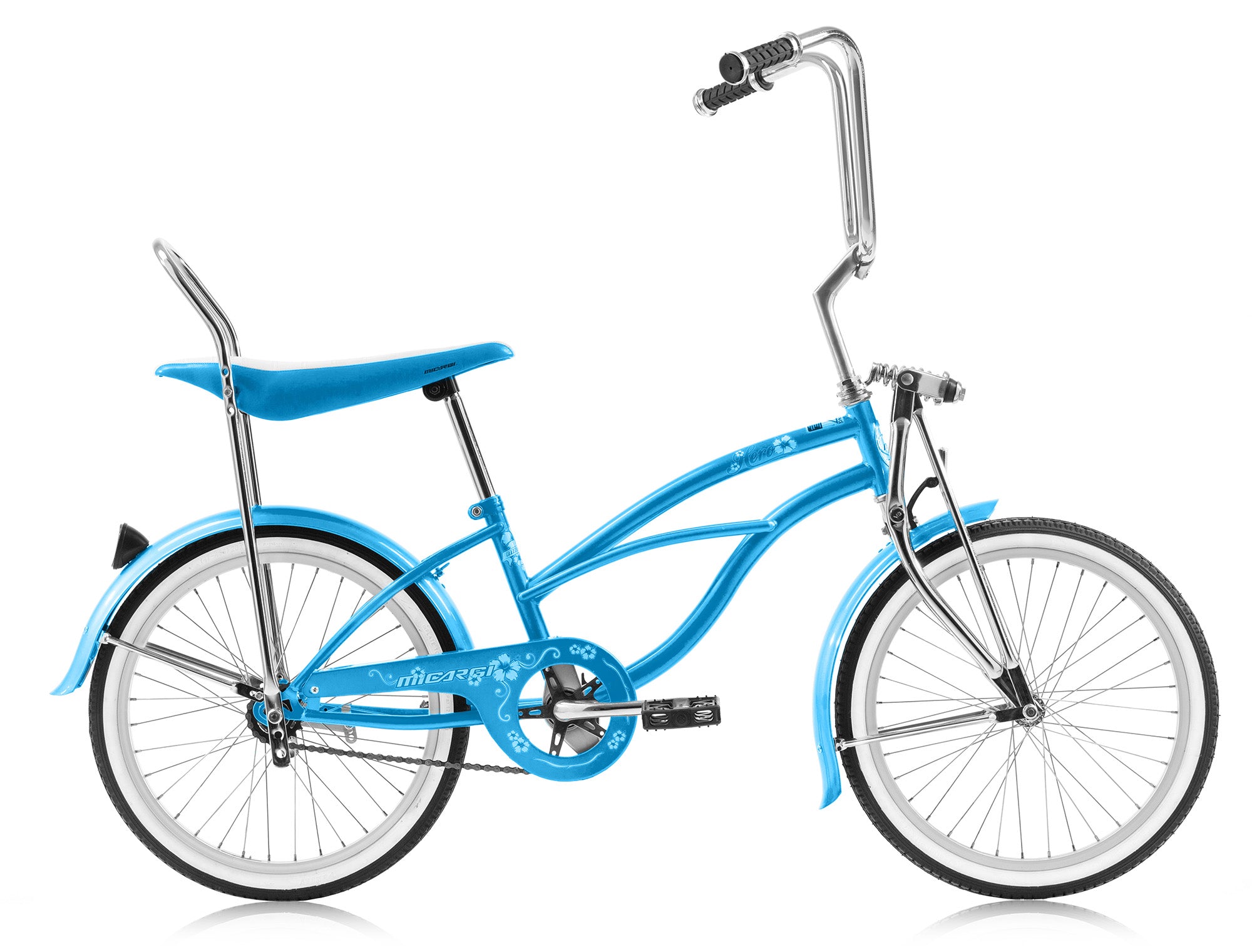 giant dub lowrider bicycle Micargi Hero 20 inch Beach Cruiser Coaster Brake Single Speed with Banana Seat Stainless Steel Spokes One Piece Crank Alloy Rims 36H Color: Baby Blue