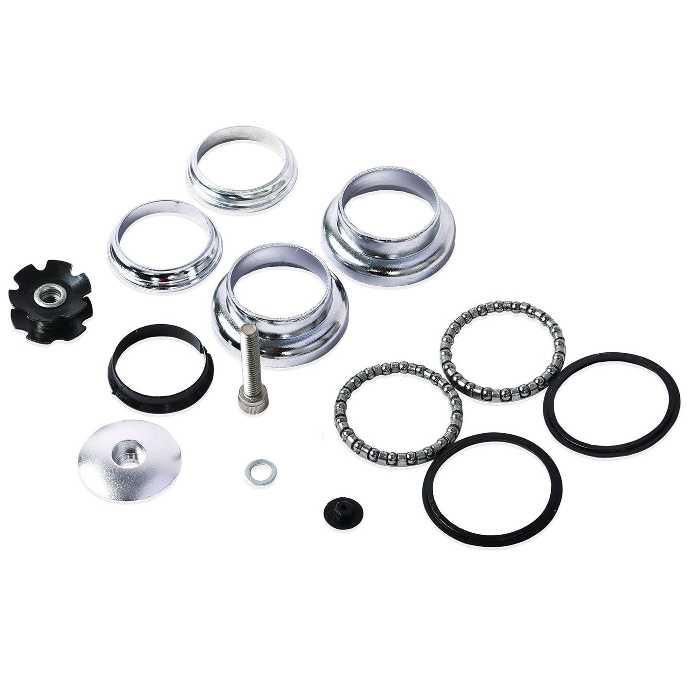 Micargi 1-1/8"Bike Threadless Headset Bearing for Stretch Beach Cruiser Bike Black /Chrome