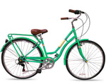Micargi EMMY V7 Step-Thru City Bike with Rack 7-speed Disc Brake in Green
