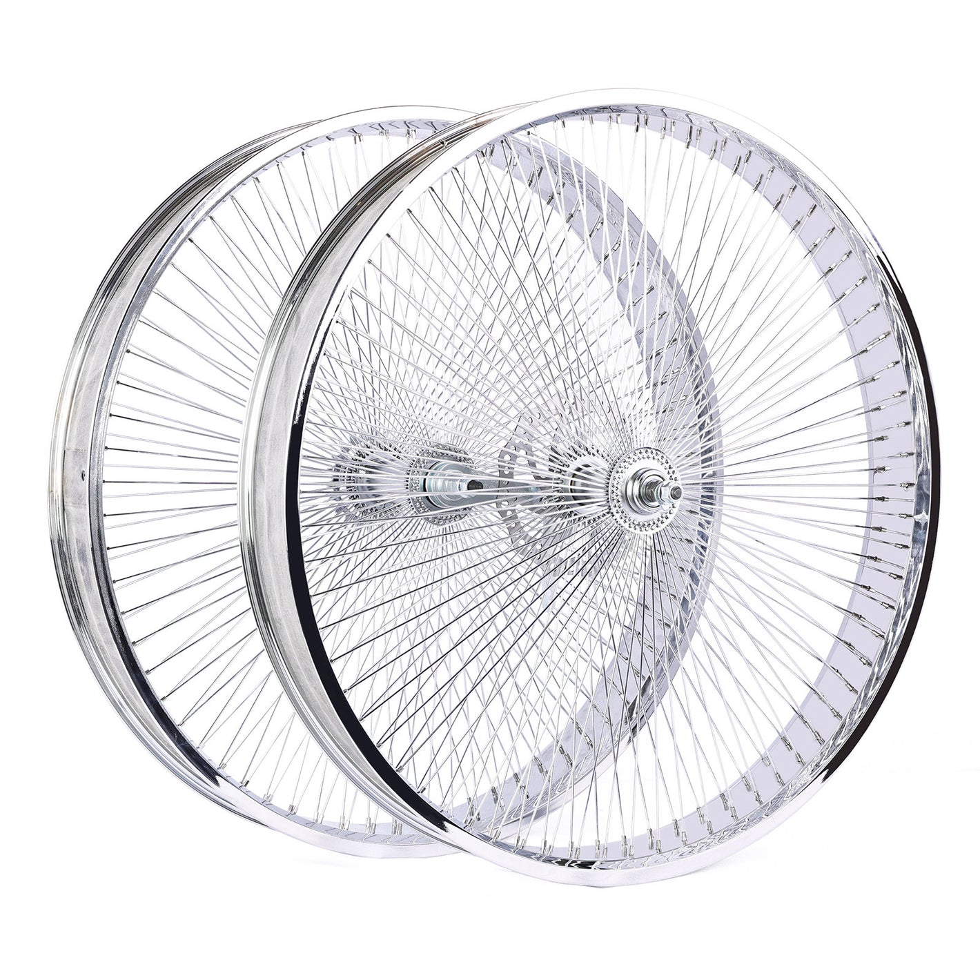 side view of Micargi 29"*3" Chrome Fat Rim Bike Wheelset with Coaster Brake