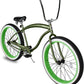 side view of Tracer Avalon GT7 29" Beach Cruiser Bikes green rim white wall fat tire