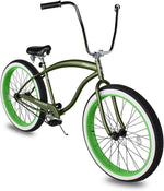 side view of Tracer Avalon GT7 29" Beach Cruiser Bikes green rim white wall fat tire