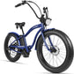 Side view of Tracer loiter cruiser e-bike blue 26inch fat tire  
