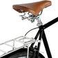 Close up of Micargi Roasca 700C Hybrid City Bikes with brown dual spring seat and rack