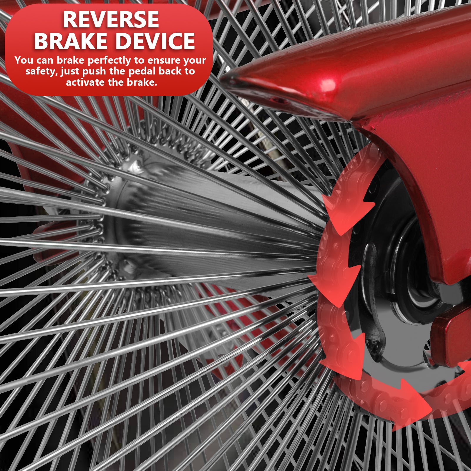 Close up of Micargi Bronco Pro 26” Stretch Cruiser Bike Coaster Brake