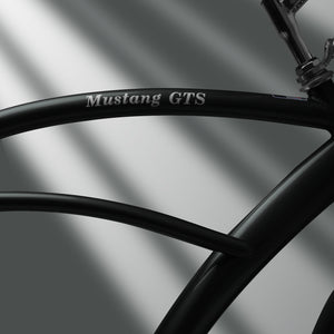 Close up of Micargi Mustang GTS Cruiser Bike with oversized frame