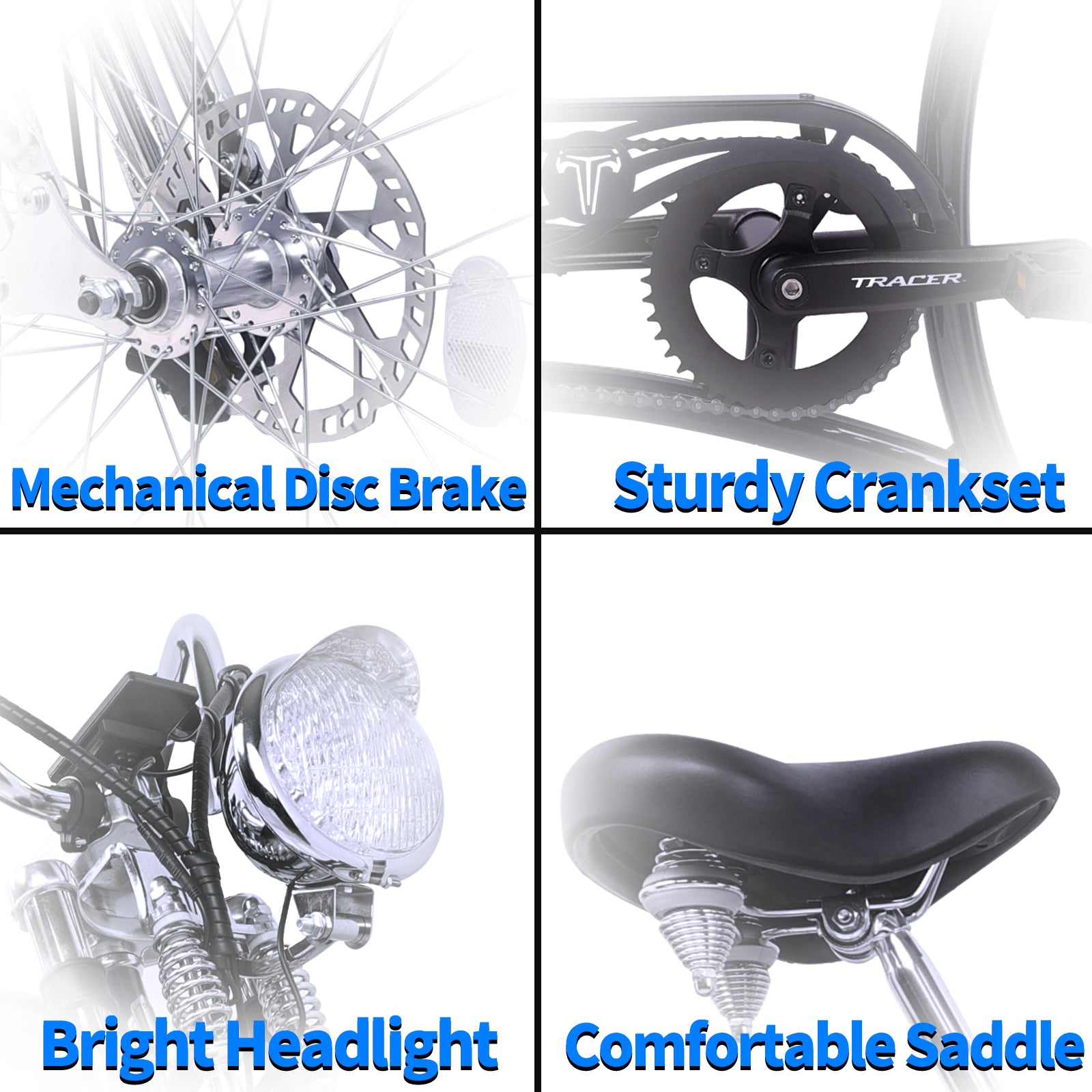 Tracer Twenty5 GTS Chopper Cruiser E-Bike 500W disc brake bright headlight