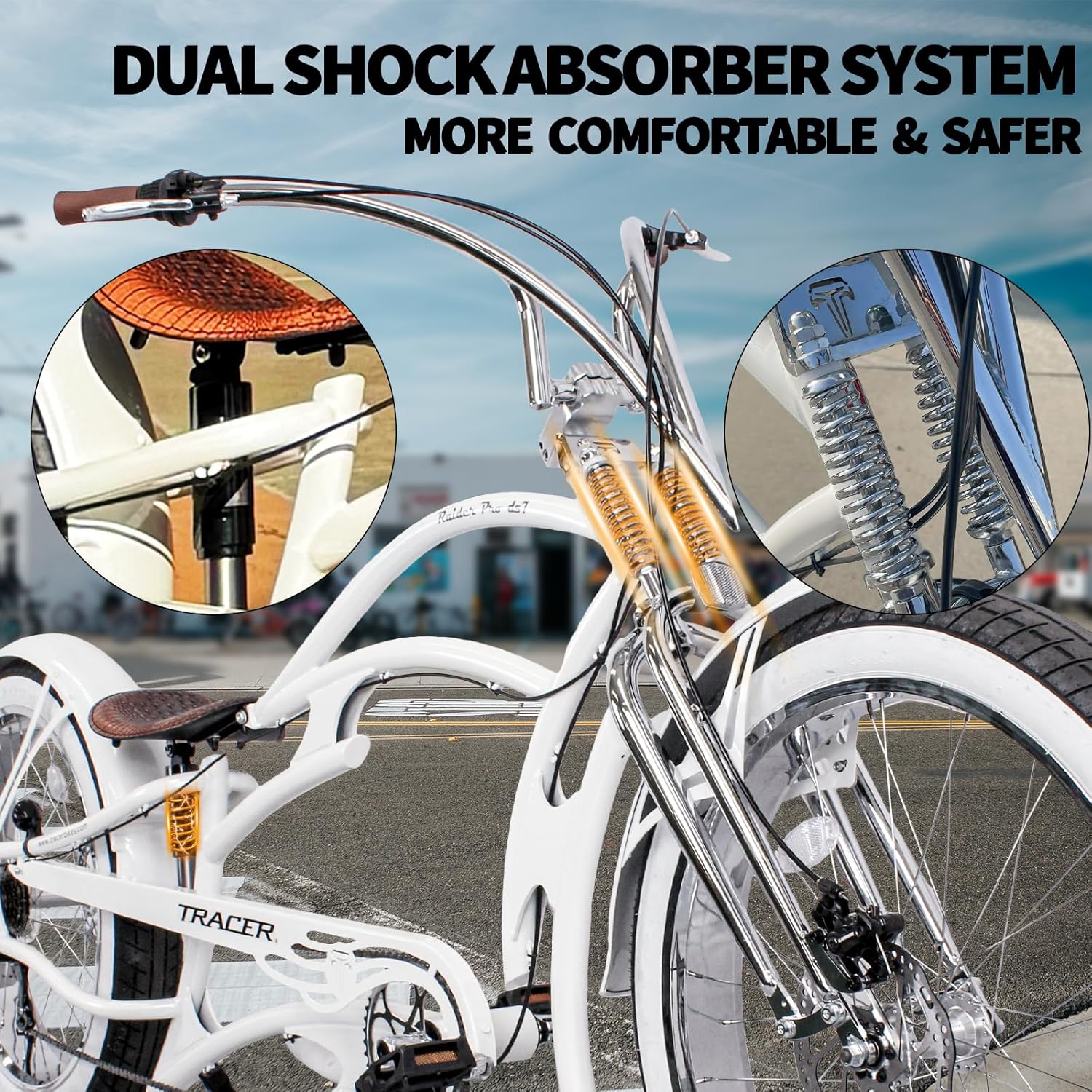 Raider Pro DS7 Stretch Cruiser Bike Black Raider Pro DS7 Stretch Cruiser Bike Black